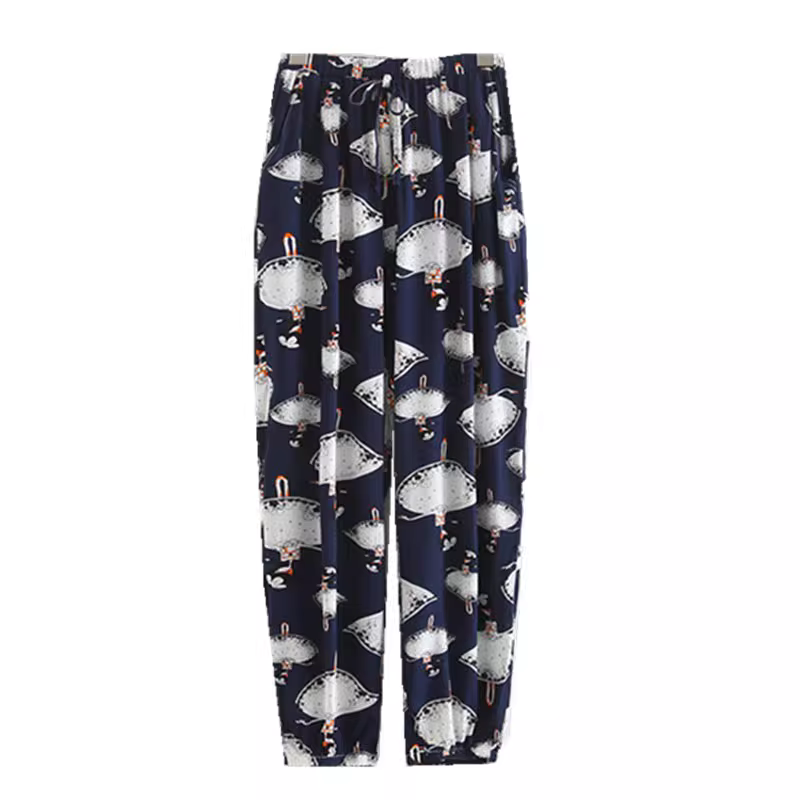 Quần Lantern in họa tiết sóng tươi mới phong cách mùa hè Dream Box 2024, lưng thun, kiểu dáng dân tộc, quần đi biển, quần thường ngày