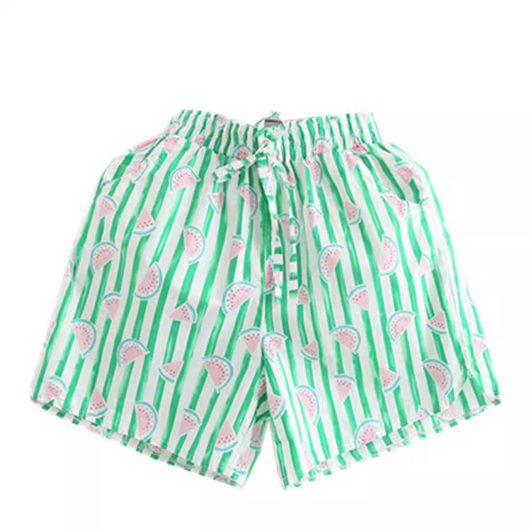 Dream Box 2023 Mùa Hè Mới Ngọt Ngào Thắt Nơ Quần Ống Suông Hoạt Hình In Hình Dưa Hấu Quần Short Sọc Thường Ngày
