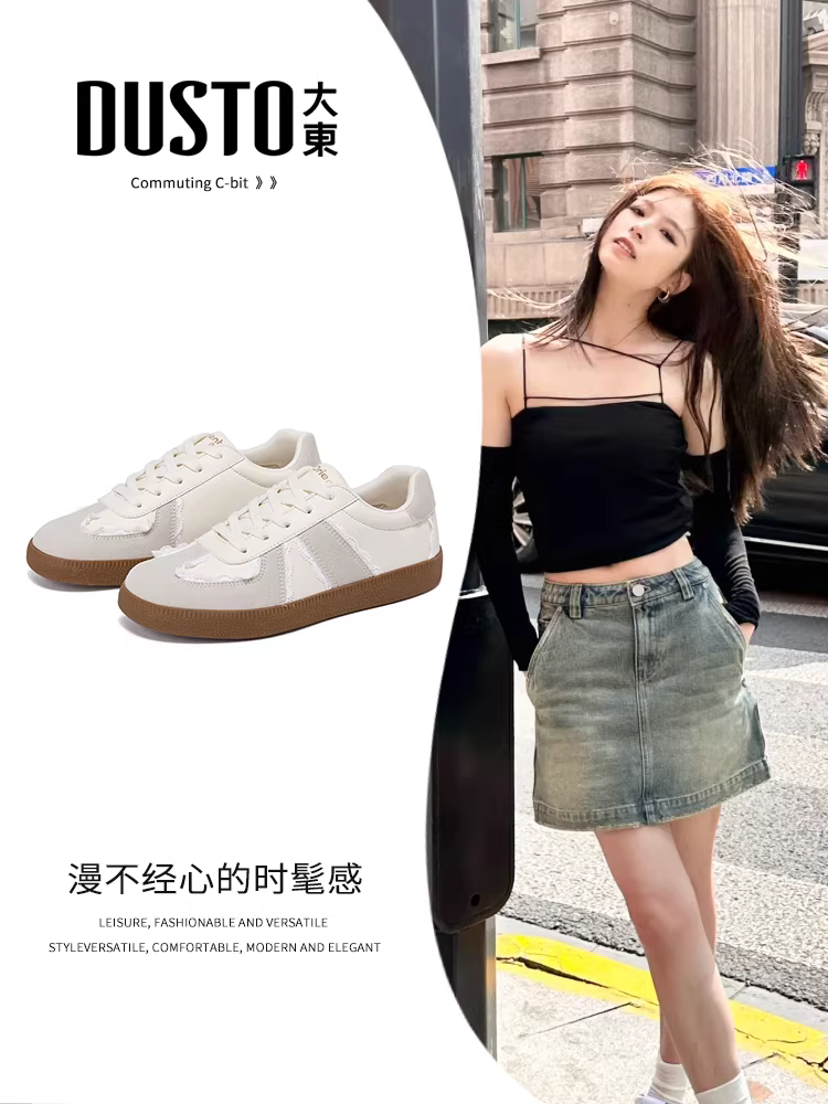 Giày tập ren Dadong dành cho nữ 2025, mẫu mới thu đông, đế bằng mềm, giày thể thao đa năng, giày trắng