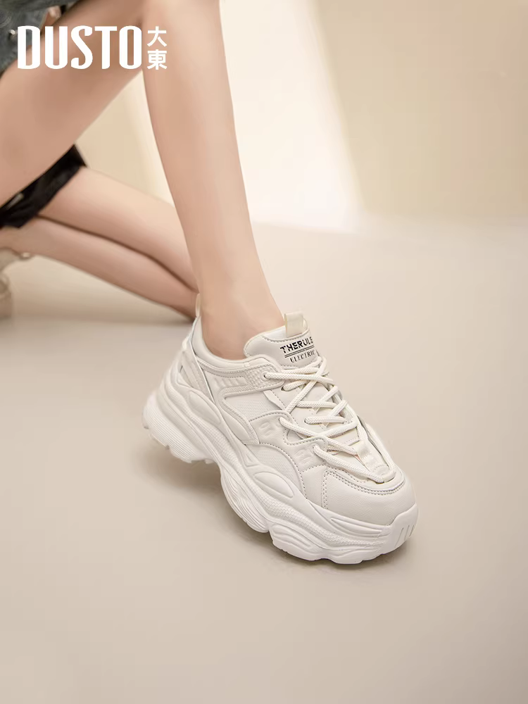 Giày thể thao đế dày nữ 2025 kiểu mới thu đông màu đen tăng chiều cao, giày thể thao thường ngày