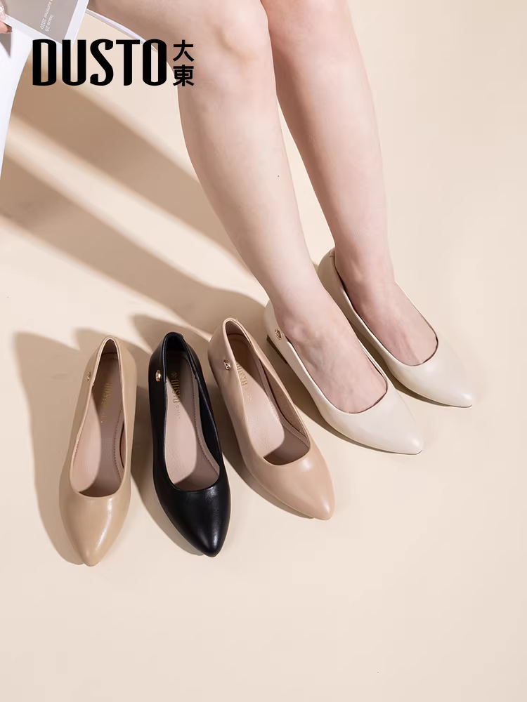 Giày công sở nữ Dadong màu đen, kiểu dáng mới mùa thu 2025, gót dày, cao gót, thoải mái, chuyên nghiệp.