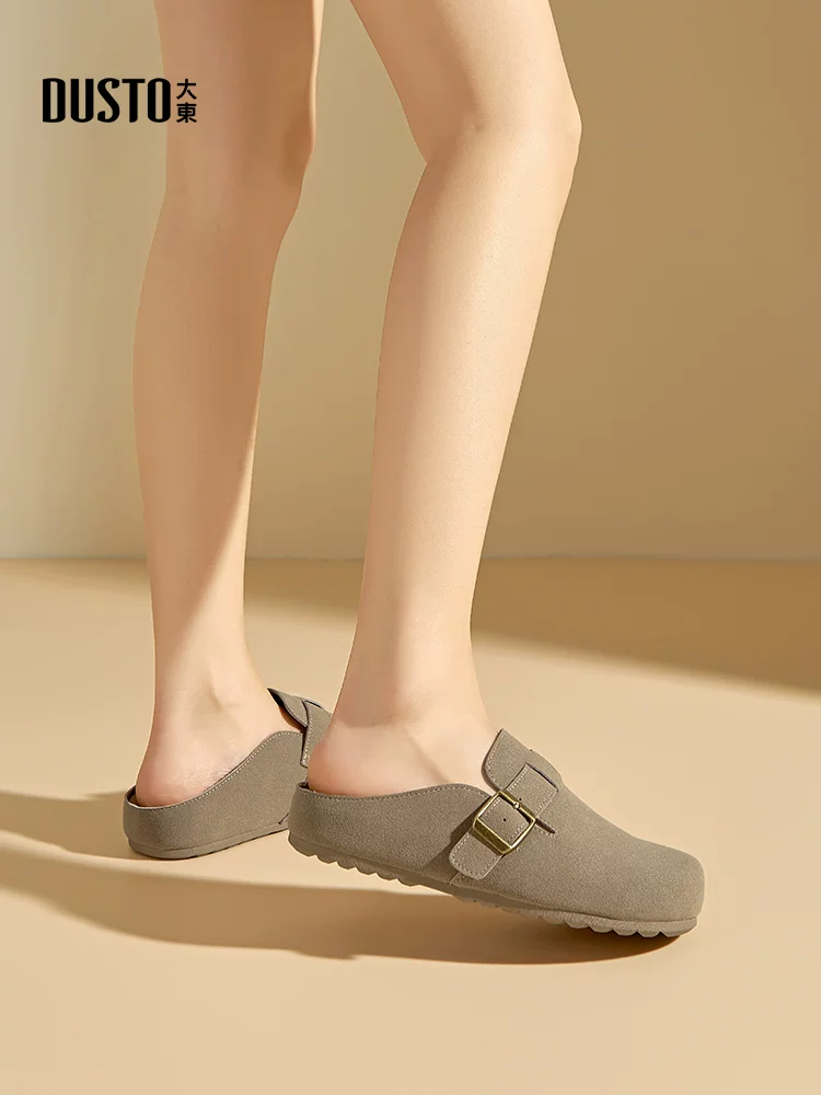 Giày Birkenstock đế dày đi câu cá Dadong dành cho nữ 2025, mẫu mới thu đông, kiểu nửa xỏ ngón, tăng chiều cao ẩn, mũi kín, thích hợp đi ngoài trời