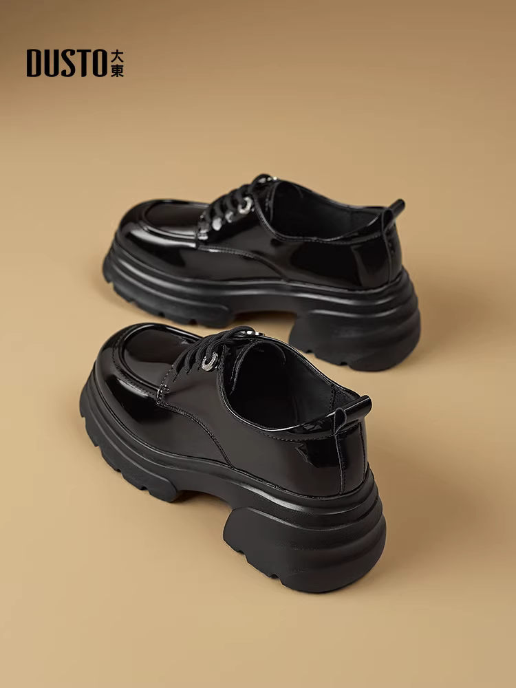 Giày lười nữ đế dày mùa thu đông 2025 kiểu Anh mới màu đen đa năng tăng chiều cao kiểu JK giày da nhỏ giày Oxford