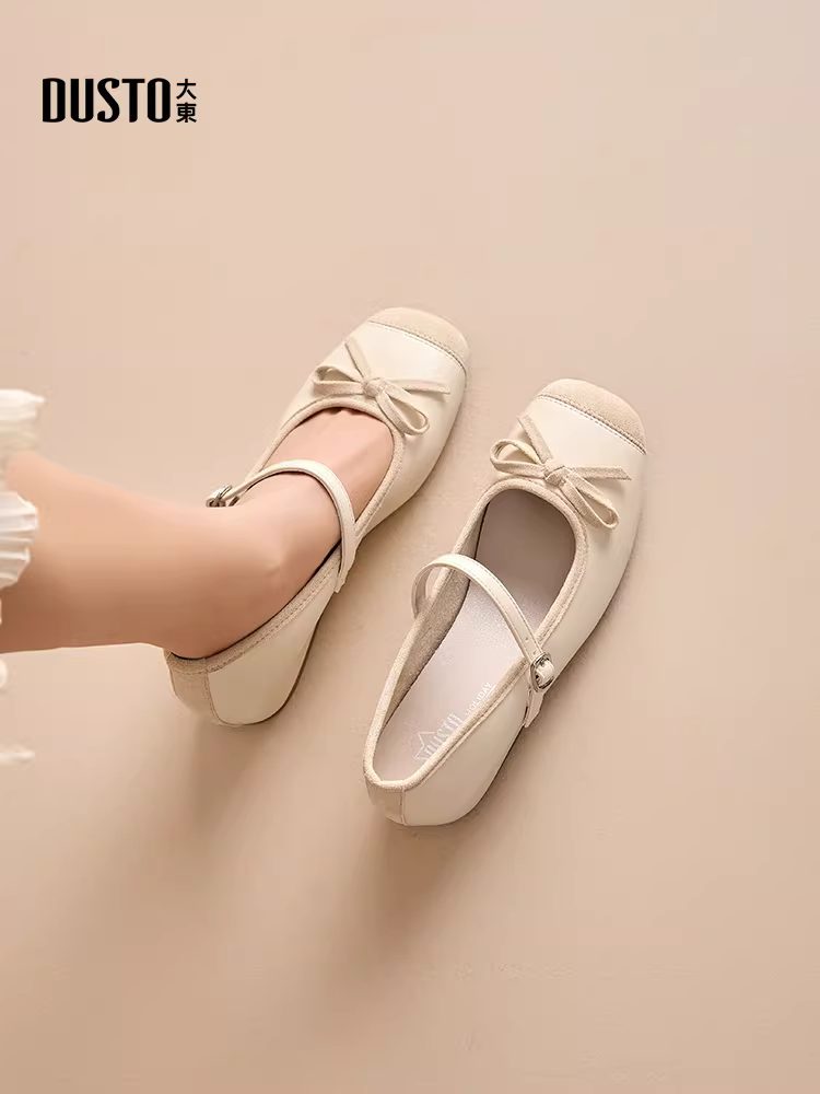 Giày bệt bạc Dadong dành cho nữ, kiểu mới mùa thu 2025, phù hợp với chân váy, giày kiểu ballet, giày Mary Jane nơ.