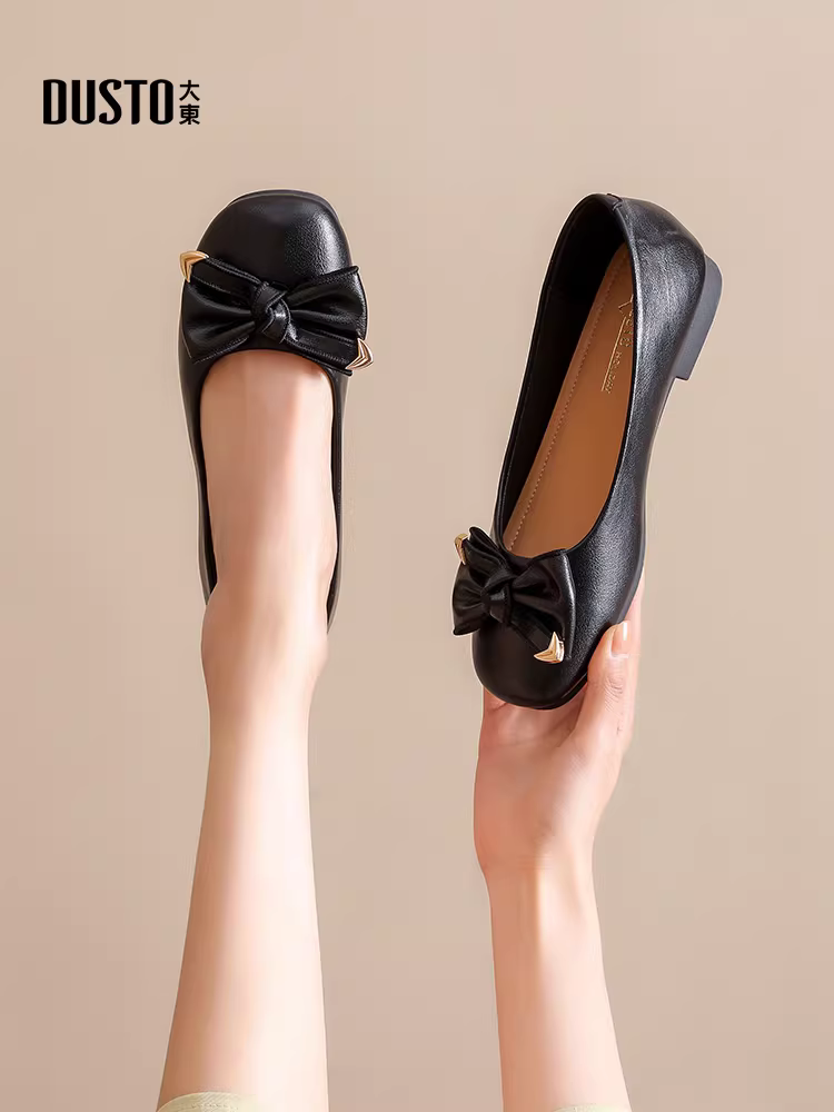 Giày nữ đế thấp Dadong 2025 kiểu thu mới, đế mềm, chất liệu da mềm, giày mẹ, phong cách thu, thoải mái, giày bệt nữ