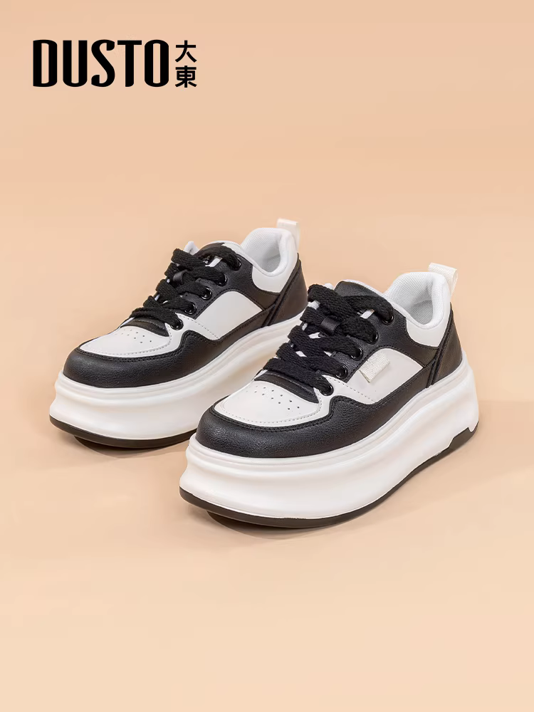 Giày thể thao nữ đế dày 2025 mẫu mới hot thu đông, giày tăng chiều cao đa năng mũi tròn màu trắng dành cho nữ