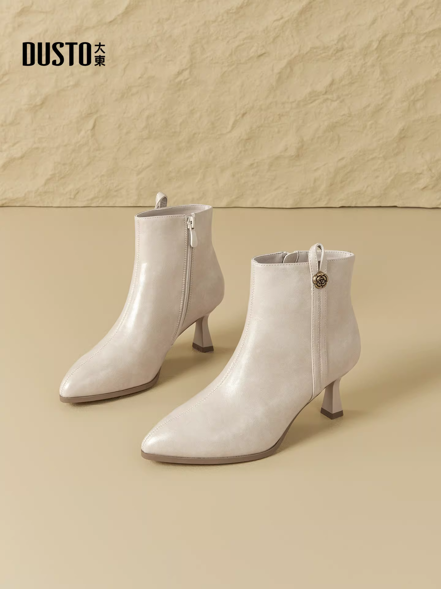 Giày bốt cao gót mũi nhọn Dadong dành cho nữ 2025 mới thu đông màu đen kiểu Hàn Quốc, kiểu Chelsea, ôm chân