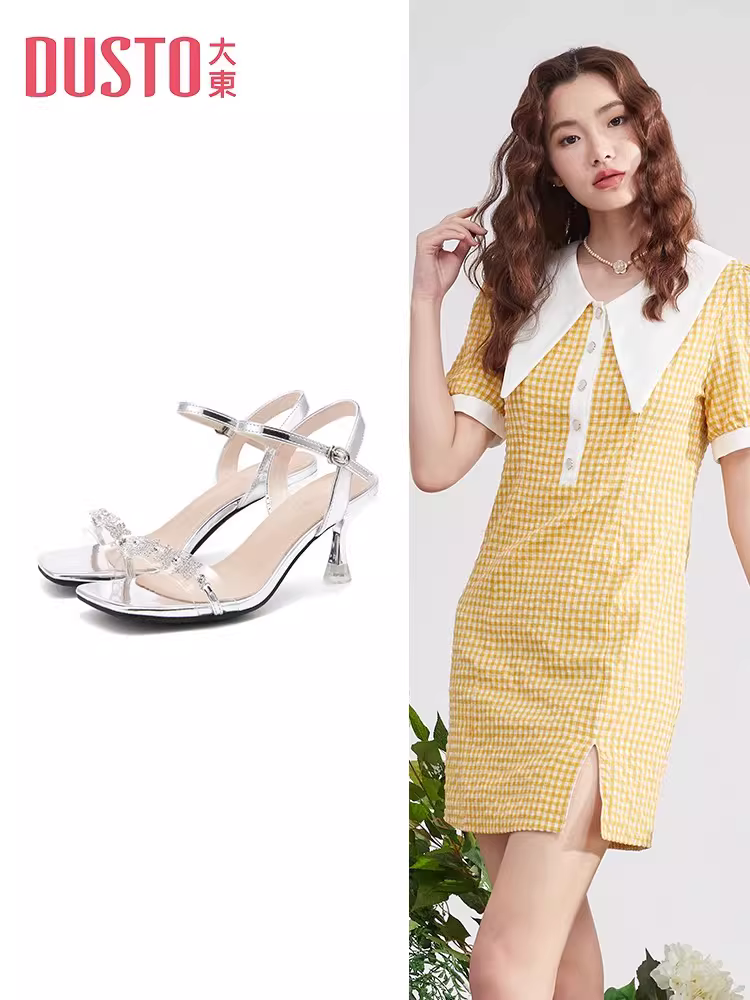 Giày sandal cao gót đế mỏng Dadong dành cho nữ 2025 kiểu Pháp mùa hè mới thanh lịch, phối chân váy
