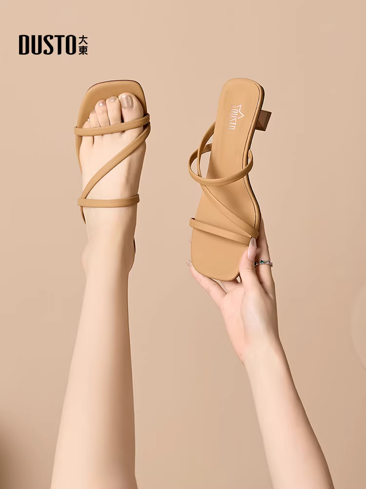 Dép cao gót Dadong dành cho nữ, áo khoác ngoài mùa hè, kiểu mới 2025, phong cách mùa hè, thanh lịch và đẹp, không làm mỏi chân, giày cao gót, dép nhỏ kiểu Pháp