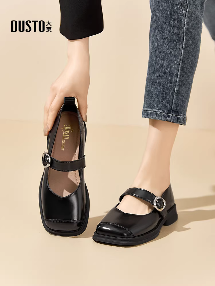 Giày nữ Dadaoyang mũi nông kiểu đơn giản 2025 mẫu mới mùa thu giày nữ đế dày kiểu Mary Jane Pháp đa năng giày da nhỏ xinh