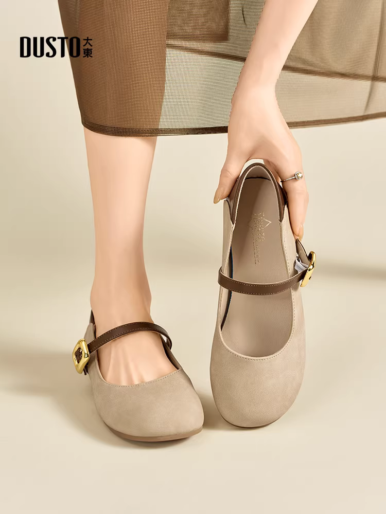 Giày Dadong Birkenstock dành cho nữ, giày nữ mới mùa thu đông 2025, giày dạ hội phối chân váy, giày đế thấp, giày Mary Jane.