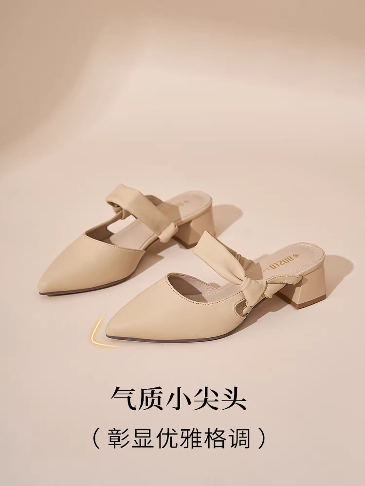 Dép cao gót kín mũi Dadong dành cho nữ, mẫu mới hè 2025, đi ngoài trời, đẹp, đa năng, sandal mùa hè mũi nhọn cao gót