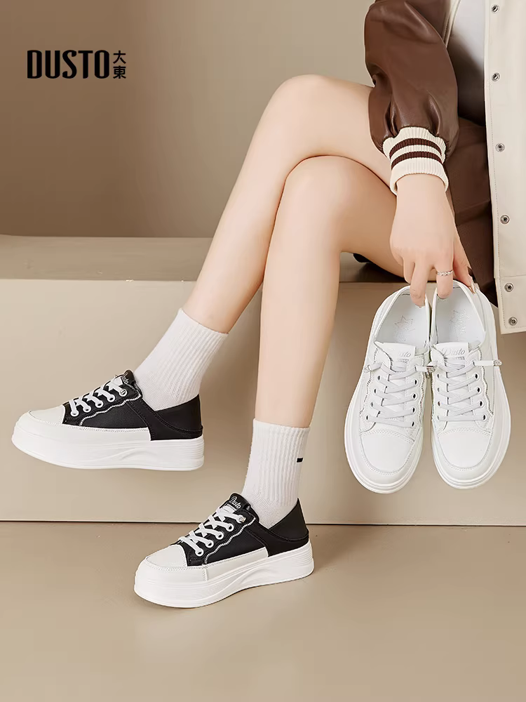 Giày thể thao đế dày màu trắng Dadong dành cho nữ, kiểu dáng mới phổ biến năm 2025, giày thời thượng năm nay, giày thể thao mùa thu đông thường ngày dành cho nữ.