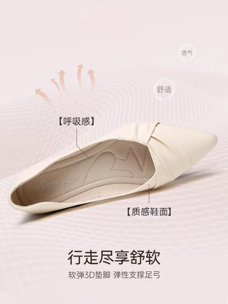 Giày bệt mũi nhọn kiểu Pháp Dadong dành cho nữ, mẫu mới thu đông 2025, giày bệt dễ mang đi làm mùa thu.