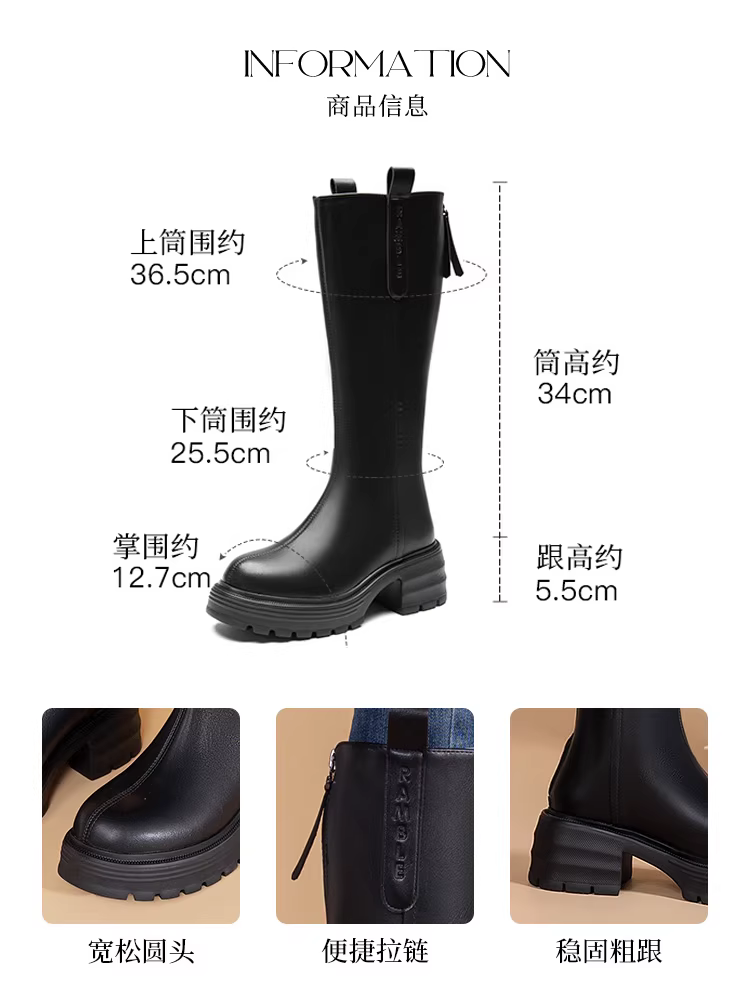 Giày bốt cao cổ đế dày Dadong dành cho nữ, mẫu mới năm 2025, giày bốt mùa thu đông phổ biến, màu đen, bốt ngắn, bốt cao cổ đi xe.