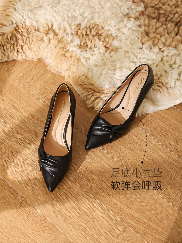 Giày cao gót mũi nhọn Dadong dành cho nữ, mẫu mới thu đông 2025, giày công sở và đi làm, màu đen, đế mềm, giày công sở chuyên nghiệp