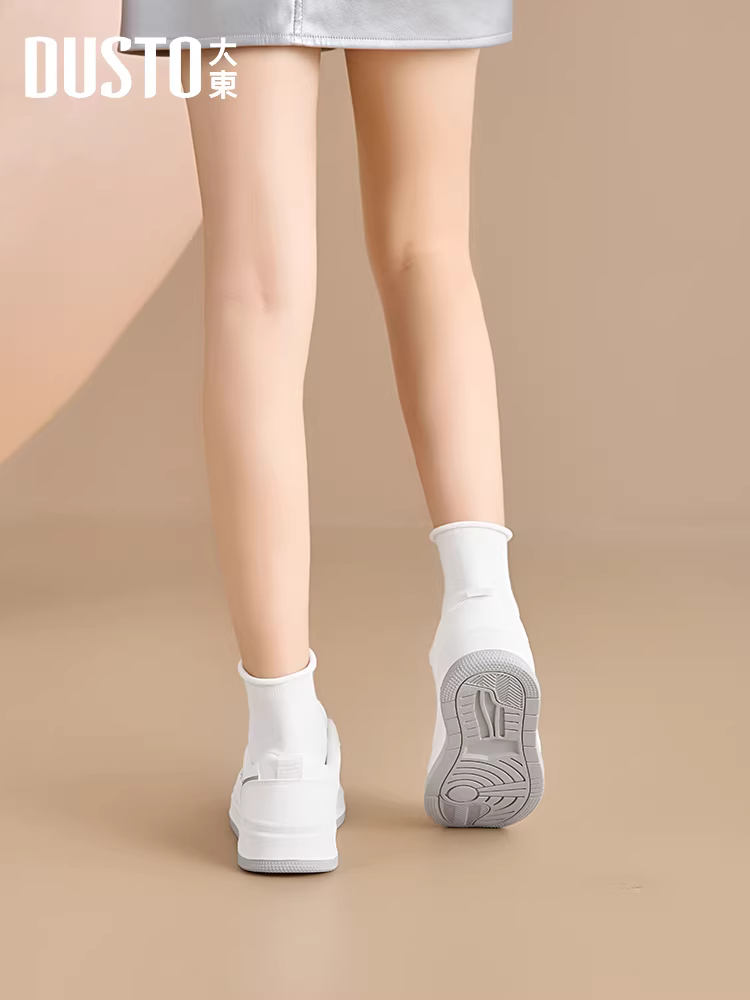 Giày thể thao đế dày đa năng màu trắng Dadong dành cho nữ, giày thời trang thu đông mới 2025, giày thể thao mũi tròn màu trắng dành cho nữ.