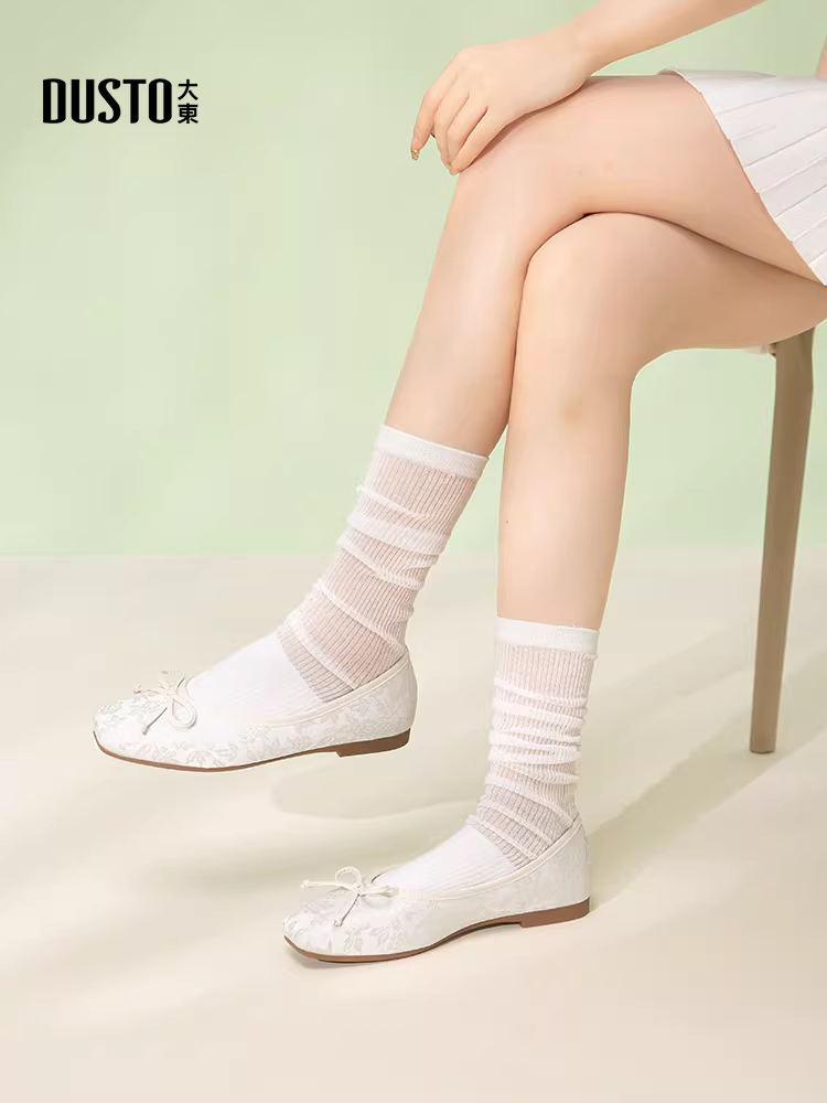 Giày đơn bạc Dadong dành cho nữ, giày ba lê mới mùa thu 2025, giày đi làm kiểu lười cho nữ, giày đế bằng nông.