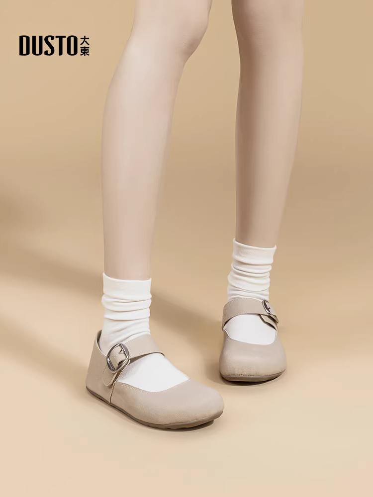 Giày Dadong Birkenstock nữ, kiểu mới thu đông 2025, giày nữ đế mềm dễ thương và độc đáo, giày Mary Jane đế bằng cổ điển.