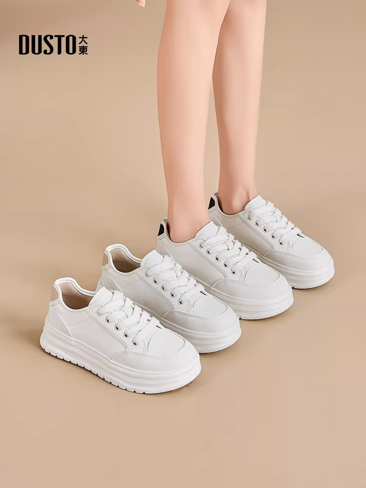 Giày thể thao đế dày màu trắng Dadong dành cho nữ, mẫu giày thể thao mùa thu đông 2025 mới phổ biến, giày trắng đa năng dành cho nữ.
