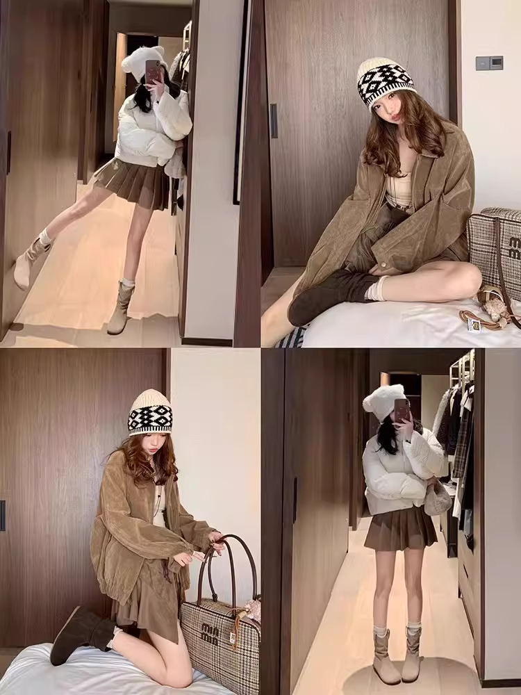 Giày bốt ngắn kiểu Birkenstock Dadong retro dành cho nữ, mẫu mới thu đông 2025, màu nâu, lót lông cừu, đế bằng, kiểu xếp ly, chất liệu da lộn, kiểu dáng lười.