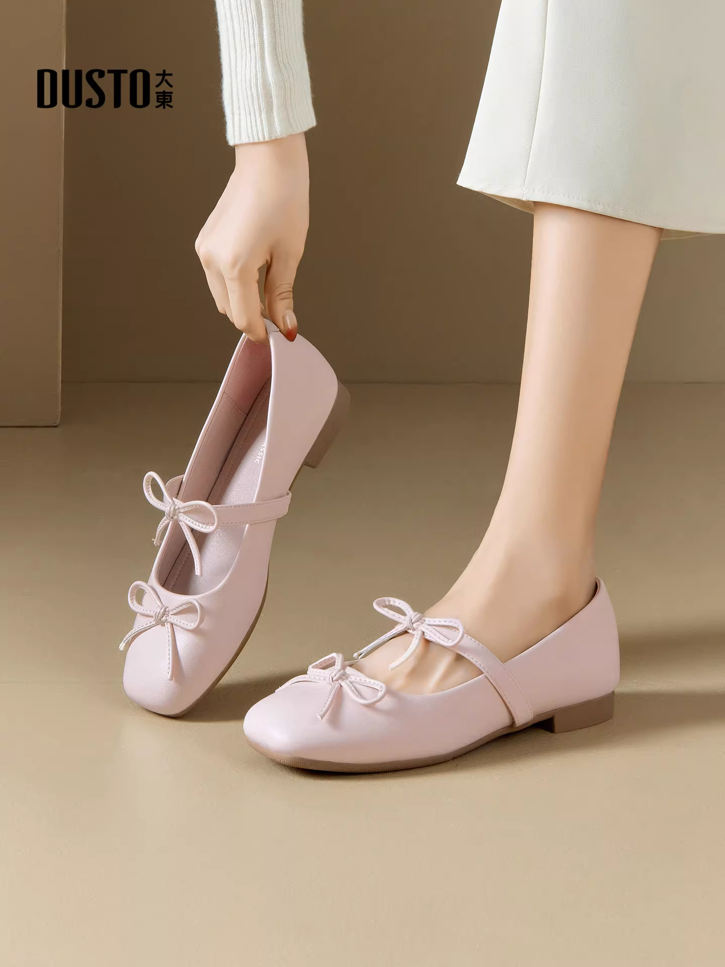 Giày bệt kiểu Pháp Dadong dành cho nữ, mẫu mới mùa thu 2025, rất xinh, thích hợp phối cùng váy, giày Mary Jane, giày ba lê.