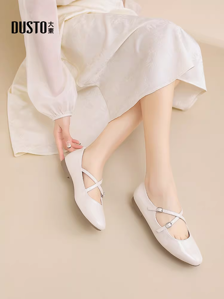 Giày Mary Jane Pháp Dadong dành cho nữ 2025, kiểu mới mùa thu, gót thấp, đế mềm, kiểu dáng nông, giày đơn giản phong cách ballet, giày nữ