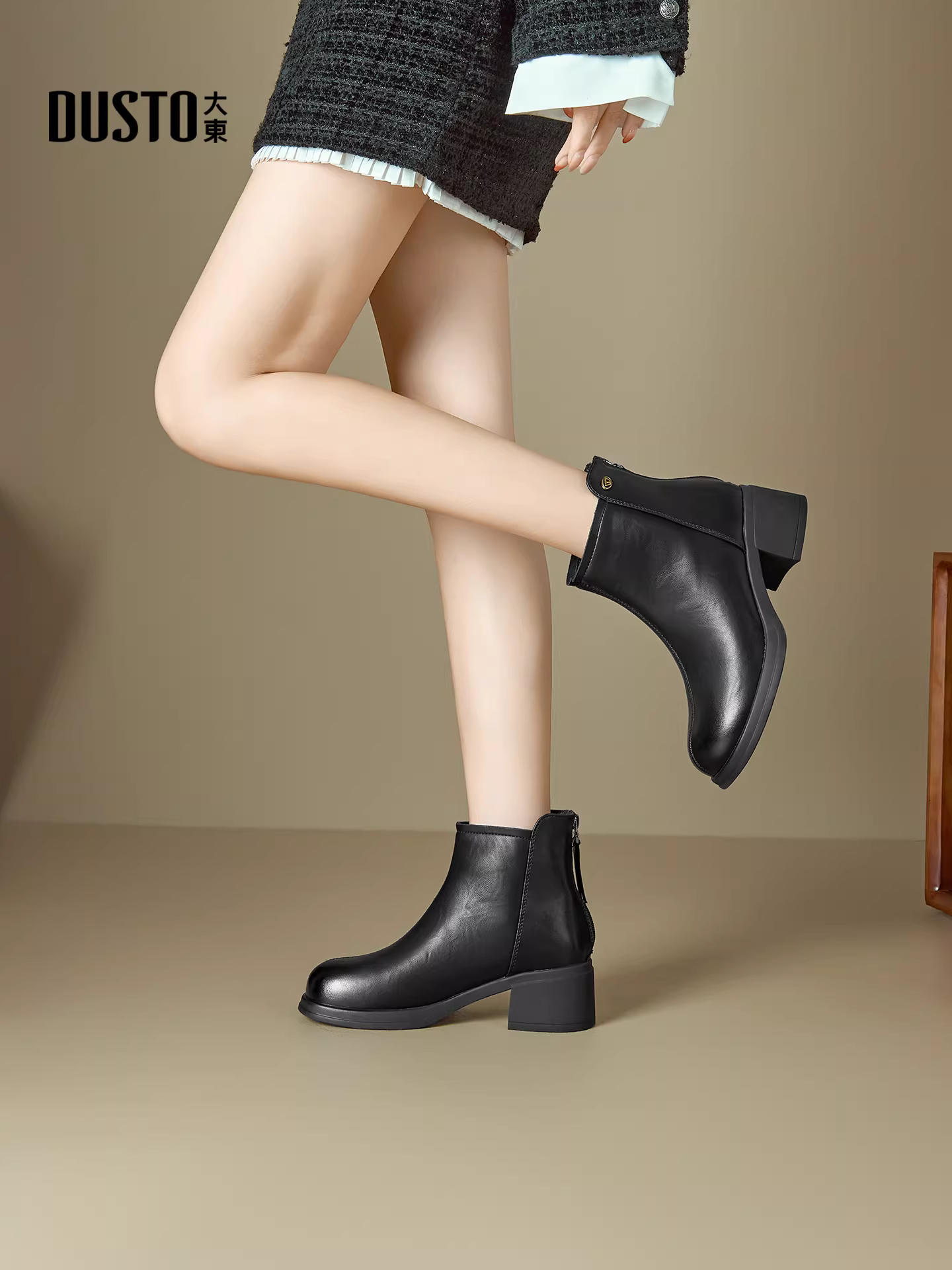 Giày bốt cổ ngắn Dadong Brown Melard Retro dành cho nữ, Phong cách mới Thu 2025, Giày của mẹ, Giày da nữ, Giày Chelsea nữ.
