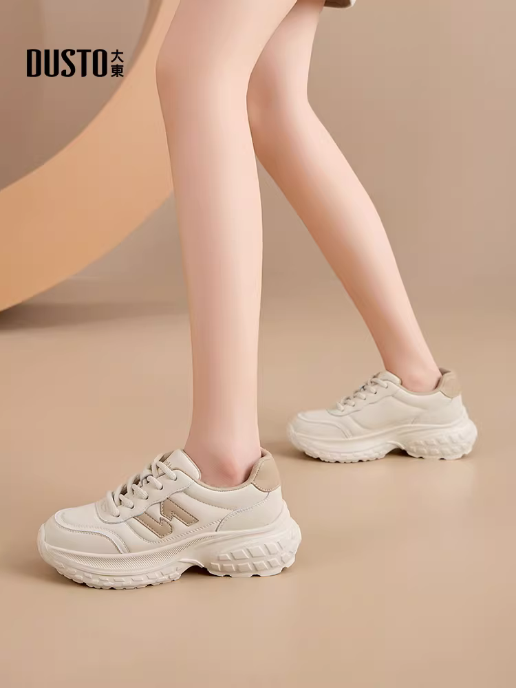 Giày thể thao bố đế dày, rất sành điệu, mẫu nữ, giày thu đông mới 2025, giày thể thao nữ, giày thể thao màu trắng.