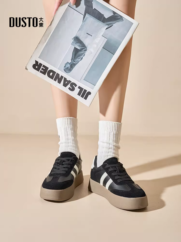 Giày thể thao đế dày Dadong dành cho nữ 2025, giày thấp cổ mới dành cho nữ, mùa thu đông, đa năng, giày thể thao thường ngày, giày trắng nữ