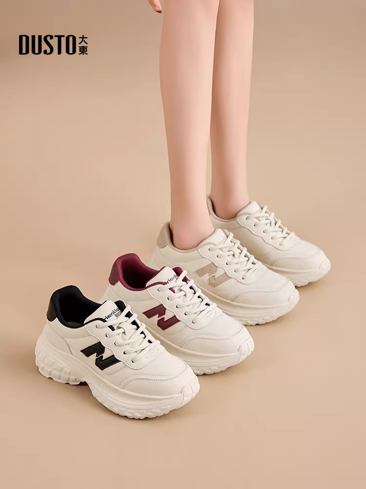 Giày thể thao bố đế dày, rất sành điệu, mẫu nữ, giày thu đông mới 2025, giày thể thao nữ, giày thể thao màu trắng.