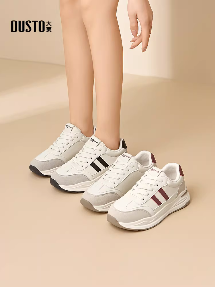Giày thể thao Dadong nữ 2025 mới thu đông, giày Forrest Gump hot trend, đế dày tăng chiều cao, đa năng, giày trắng