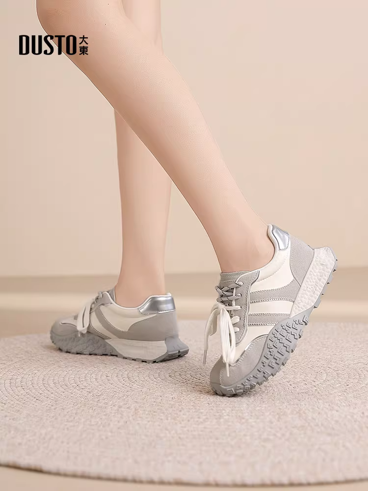 Giày thể thao Dadong màu vàng dành cho nữ, mẫu mới thu đông 2025, giày nữ thời trang, giày Agan đế dày, giày bố, giày sneaker