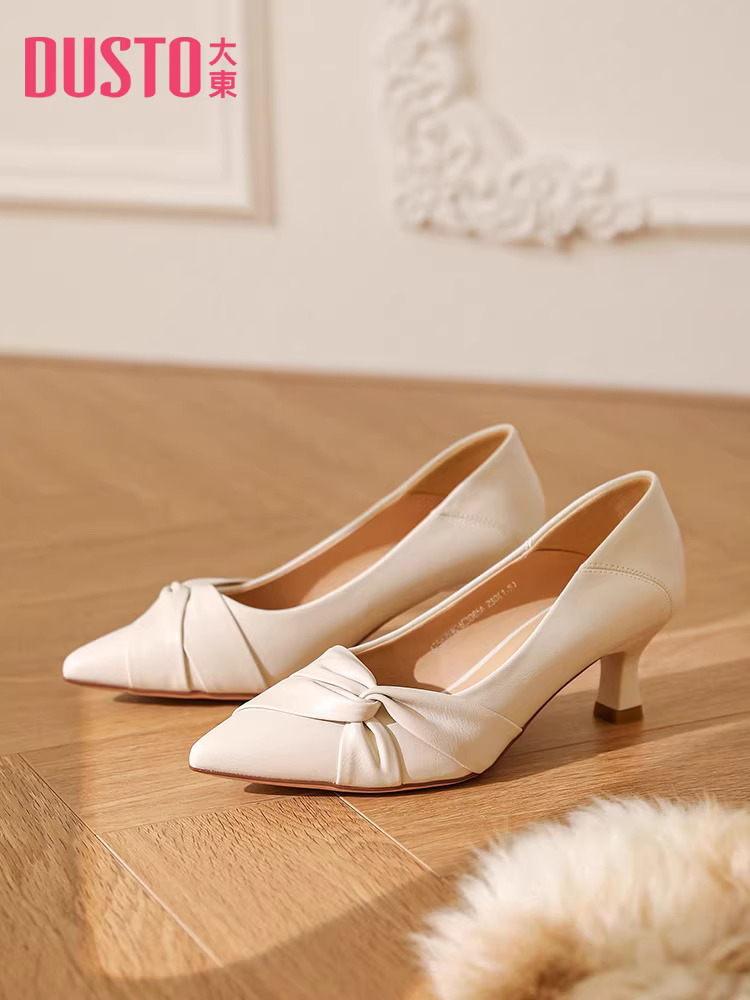 Giày cao gót kiểu Pháp Dadong dành cho nữ 2025, kiểu tiên nữ mùa thu mới, đế mềm, mũi nhọn, giày cao gót mũi nhọn, giày đế thấp