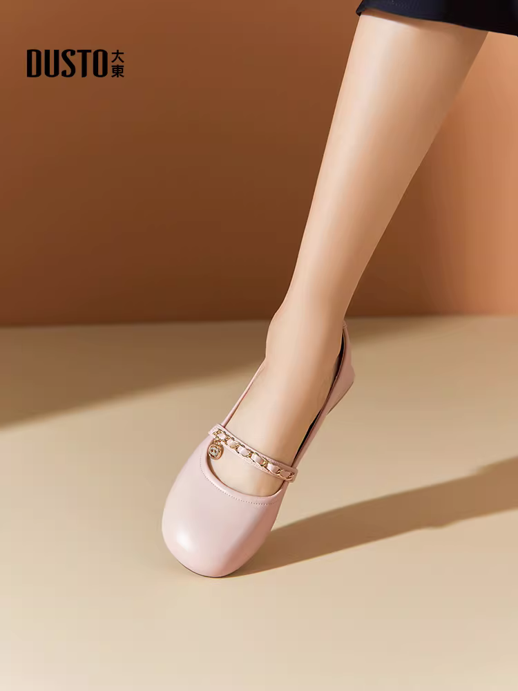 Giày nữ kiểu Pháp Dadong 2025 giày nữ mùa thu mới giày nữ đế thấp đa năng mũi tròn kiểu Mary Jane giày da nhỏ giày dạ hội