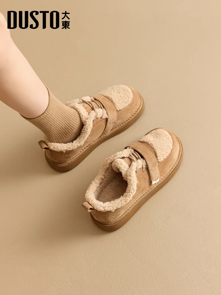 Giày bông mùa đông nữ có lớp lót lông mềm và đế dày, kiểu mới 2025, ủng giữ ấm đi tuyết, kiểu giày Birkenstock.