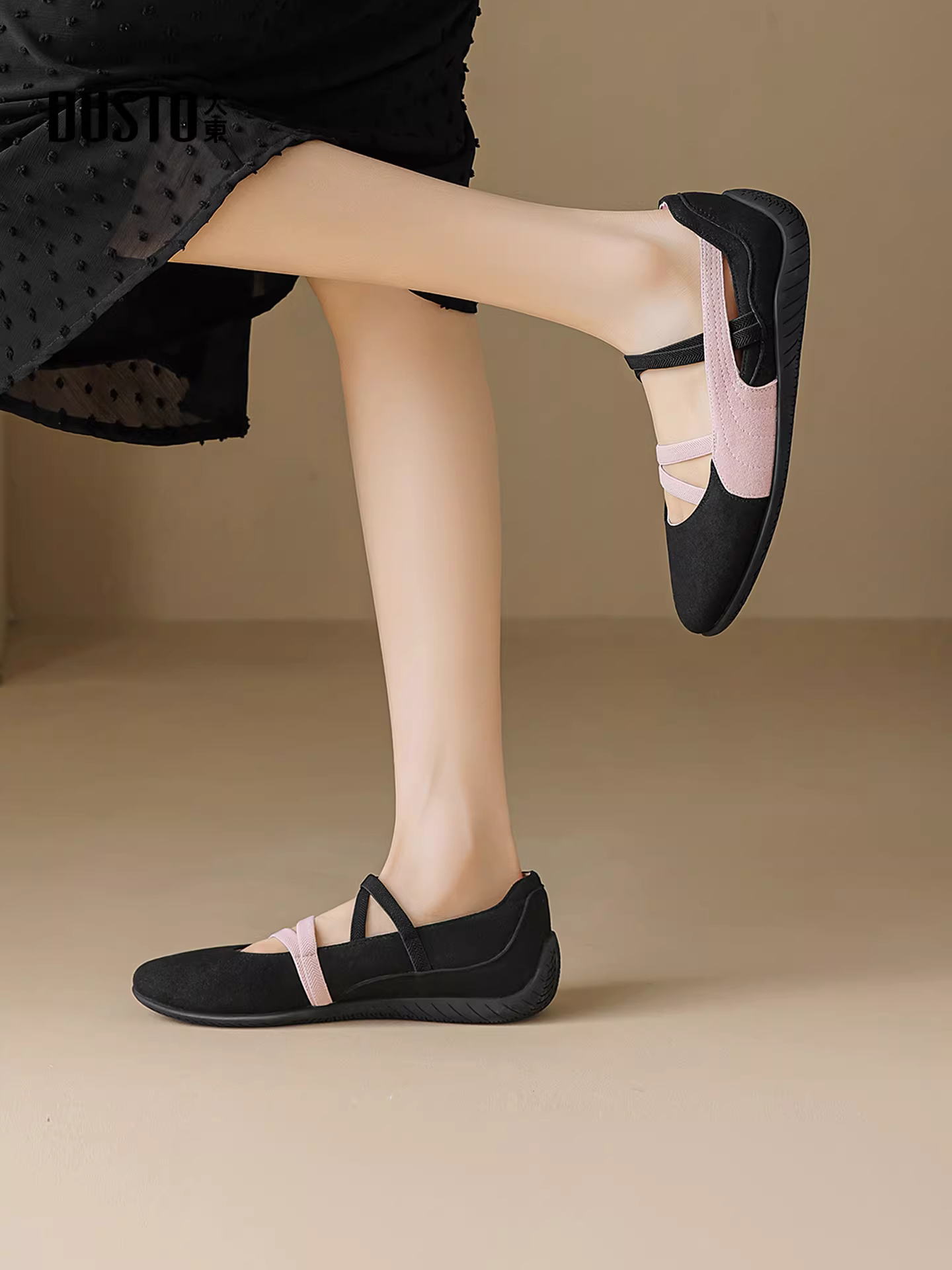 Giày bệt nữ Dadong bạc miệng nông mùa thu 2025 kiểu mới, giày bệt Mary Jane phối chân váy, giày nữ