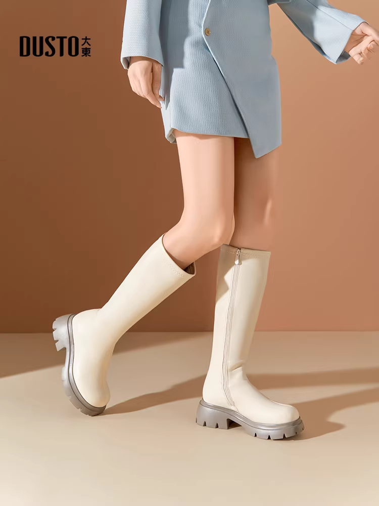 Giày bốt cao cổ nữ Dadong mẫu mới thu đông 2025, bốt cao cổ đế dày dành cho nữ nhỏ nhắn, bốt cao cổ thon gọn kiểu cưỡi ngựa.