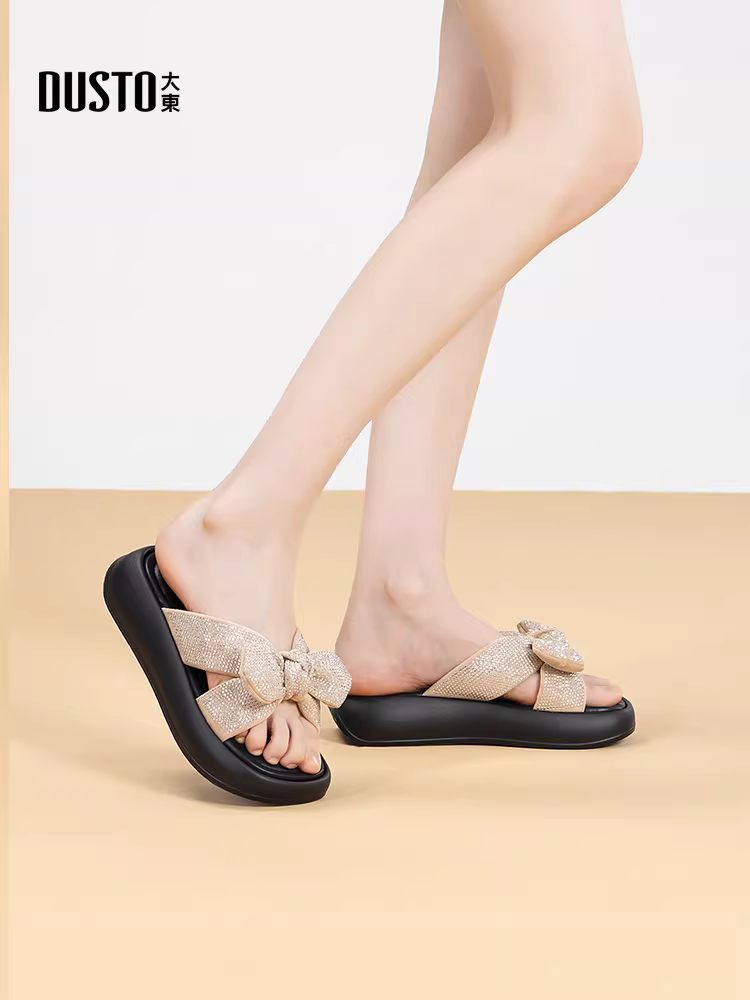 Dép nữ đế dày mềm mùa hè 2025 kiểu nơ dễ thương, thoải mái đi biển, đi ngoài trời