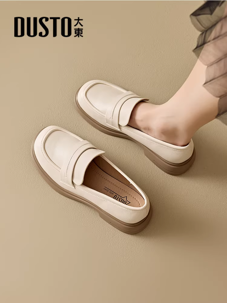 Giày Loafer Dadong Nữ Thu Đông 2025 Phong Cách Anh Quốc Màu Đen Đế Dày Đa Năng Đi Làm Giày Da Giày Đồng Phục JK