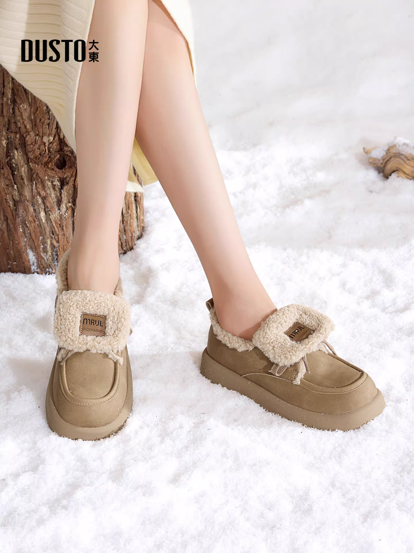 Giày bốt nữ đế dày mùa đông 2025 mới, lót lông giữ ấm, giày bông Đông Bắc cổ thấp, kiểu Birkenstock