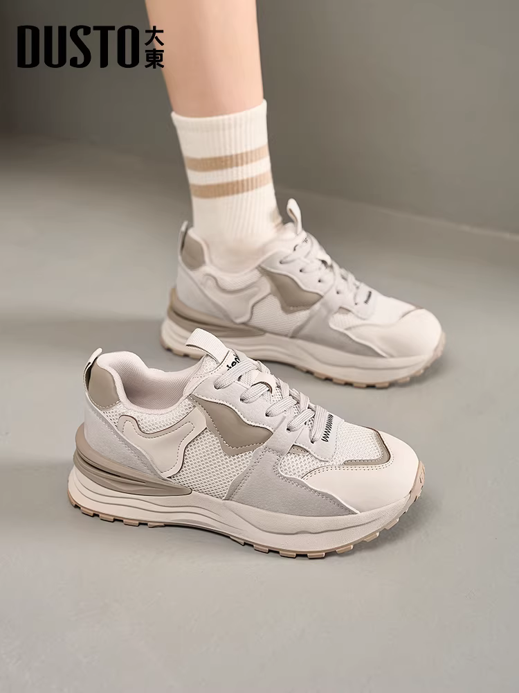 Giày thể thao đế dày cho nữ, kiểu mới thu đông 2025, giày tăng chiều cao cho nữ nhỏ nhắn, giày chạy bộ retro, giày thể thao thường ngày.