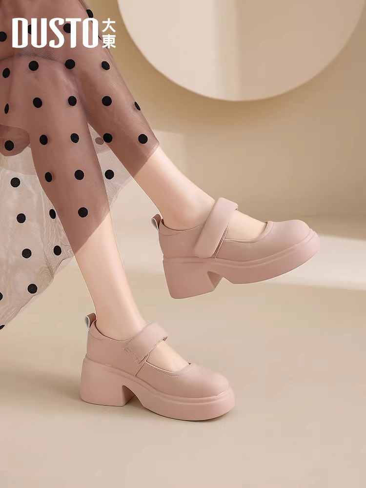 Giày Mary Jane đế dày Dadong dành cho nữ 2025, giày cưới mùa thu mới, giày cô dâu, giày phù dâu, giày đơn màu trắng.