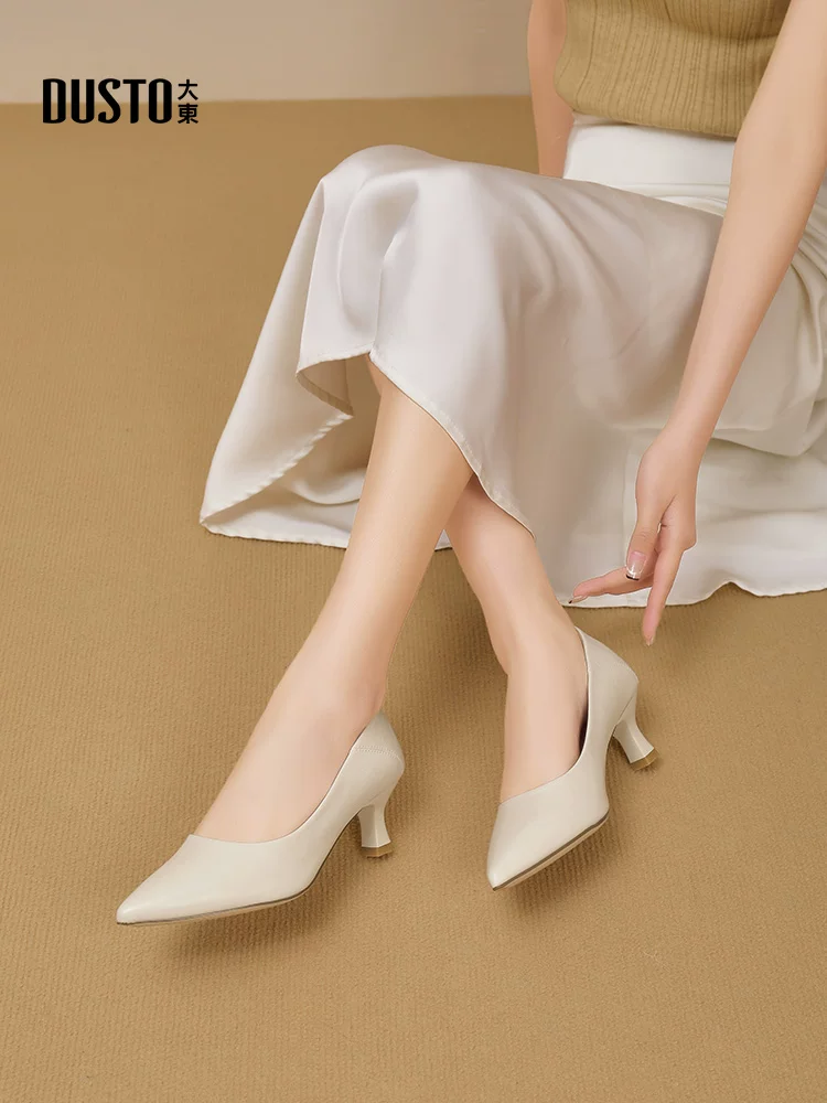 Giày cao gót màu đen Dadong dành cho nữ, gót nhọn, kiểu dáng mùa thu mới 2025, thoải mái cho bàn chân, thích hợp đi làm, giày công sở chuyên nghiệp, giày mũi nhọn.