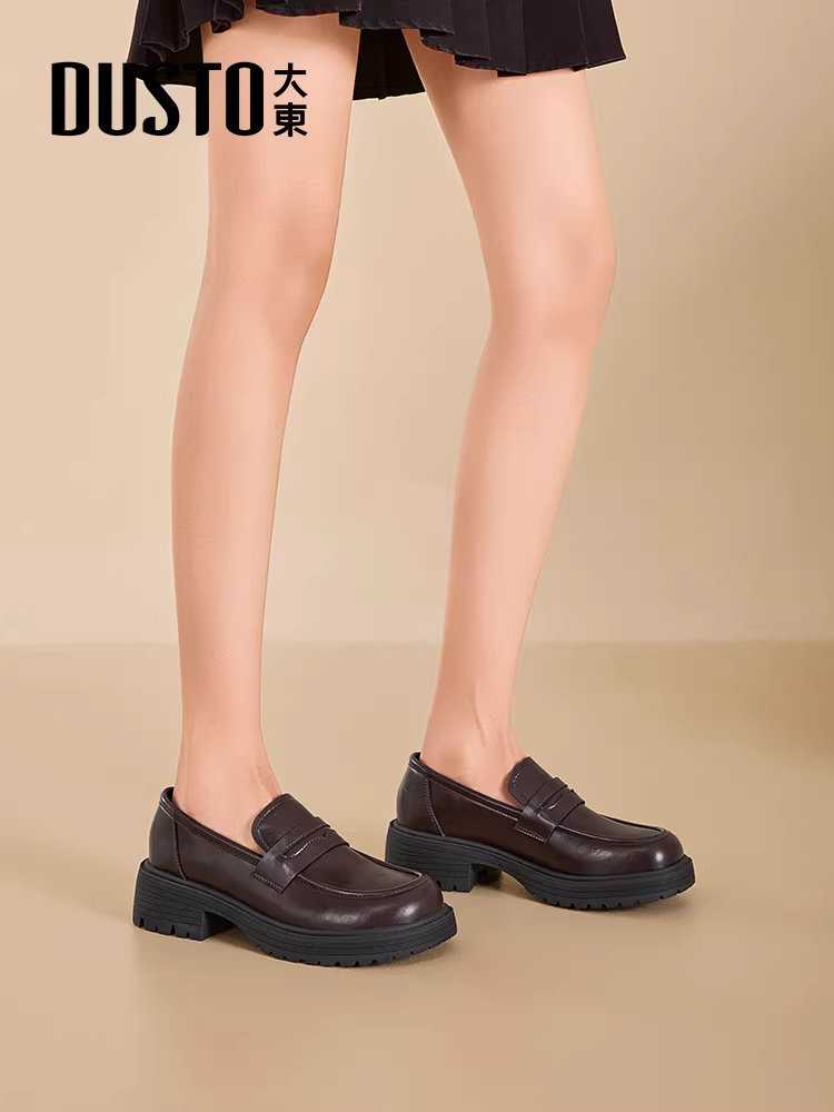 Giày Loafer Dadong Nữ Thu Đông 2025 Phong Cách Anh Quốc Màu Đen Giày Bệt Đi Làm Đế Mềm Giày Da Nhỏ JK