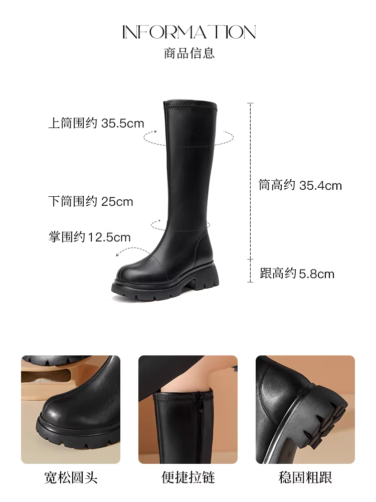 Giày bốt cao cổ nữ Dadong mẫu mới thu đông 2025, bốt cao cổ đế dày dành cho nữ nhỏ nhắn, bốt cao cổ thon gọn kiểu cưỡi ngựa.