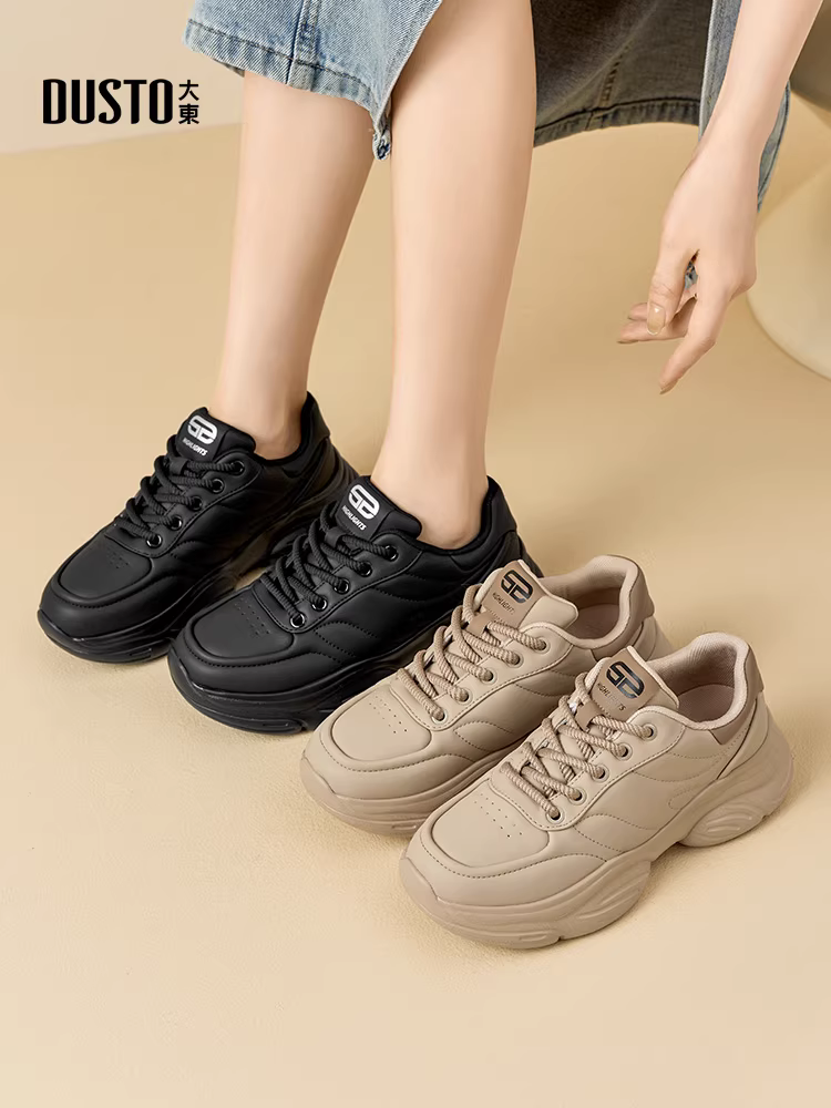 Giày đen Dadong nữ 2025 mẫu mới hot thu đông, giày đế dày kiểu Dad, giúp chân trông nhỏ nhắn hơn, giày thể thao thường ngày