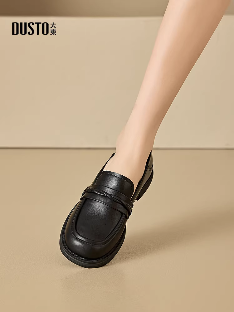 Giày lười nữ Dadong mùa thu đông 2025, giày bệt đa năng phong cách Pháp Anh, giày da nhỏ nhắn dành cho nữ