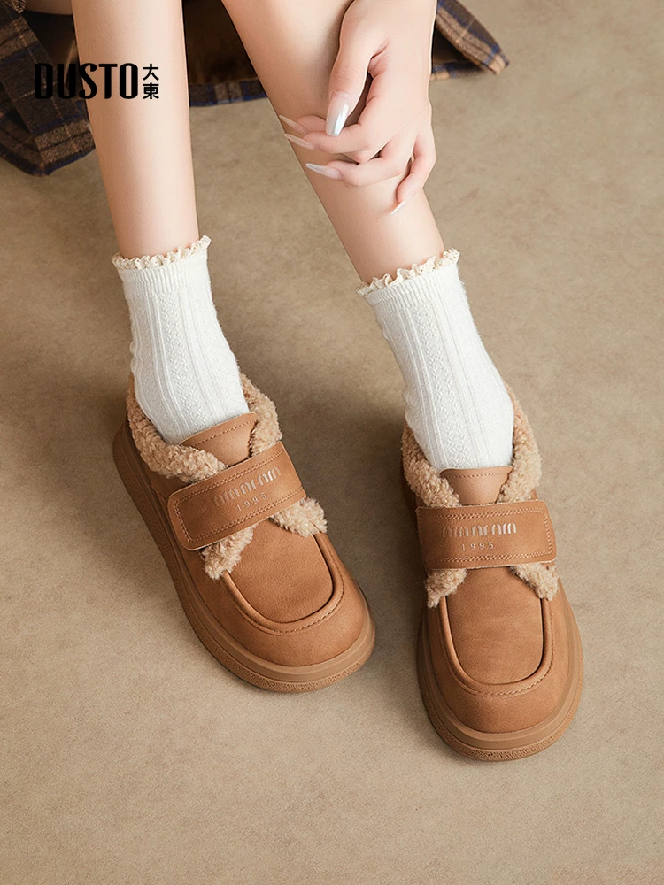 Giày bốt tuyết Dadong Birkenstock dành cho nữ 2025, giày mùa đông mới, đế dày, lót lông cừu, dày dặn, ấm áp, giày bông, giày lông thú