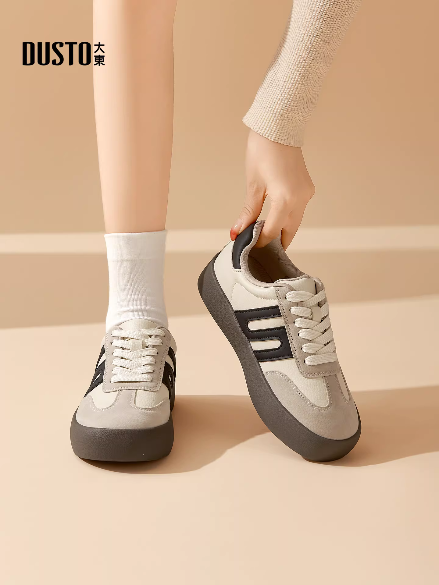 Giày thể thao đế dày Dadong dành cho nữ, giày thể thao cổ điển retro mùa thu đông 2025, giày thể thao đa năng dành cho nữ.